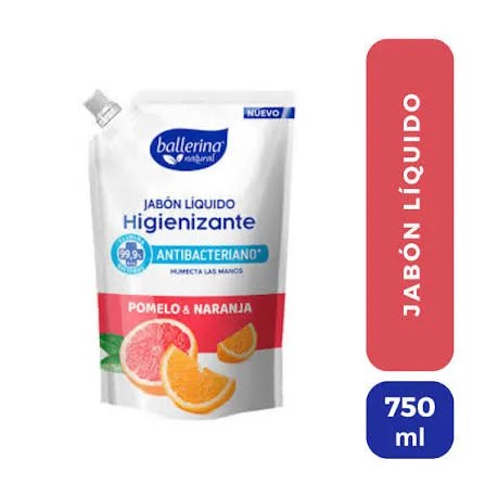 BALLERINA JABON LIQUIDO 750ML (AVENA, CREMA HUMECTANTE,VIOLETAS SILVESTRES,ACEITE DE KARITE,ARANDANOS,COCO Y LIMA, POEMLO Y NARANJA, PIEL SENSIBLE,HIPOLERGENICO,YOGURT Y BERRIES)